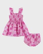 Image 1 of 2: Andy & Evan Girl's Floral-Print Maxi Dress W/ Bloomers, Size Newborn-18M