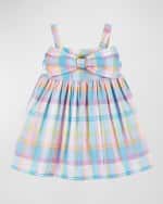 Image 4 of 5: Andy & Evan Girl's Baby Doll Plaid-Print Dress W/ Bow & Bloomers, Size Newborn-24M