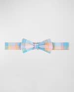 Image 5 of 5: Andy & Evan Girl's Baby Doll Plaid-Print Dress W/ Bow & Bloomers, Size Newborn-24M