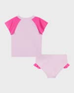 Image 3 of 4: Andy & Evan Girl's Flamingo Rashguard Set, Size 2T-8
