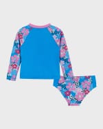Image 3 of 4: Andy & Evan Girl's Floral-Print Rashguard Set, Size 2T-8