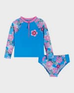 Image 1 of 4: Andy & Evan Girl's Floral-Print Rashguard Set, Size 2T-8