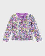 Image 4 of 5: Andy & Evan Girl's Happy Face-Print Two-Piece Rashguard Set, Size 2T-6X