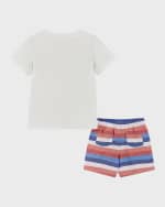 Image 2 of 5: Andy & Evan Boy's T-Shirt & Striped Shorts Set, Size 2T-8