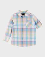 Image 3 of 5: Andy & Evan Boy's Plaid Button Down Shirt & Pants Set, Size 2T-7