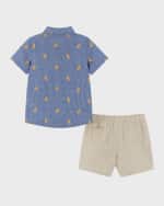 Image 2 of 5: Andy & Evan Boy's Seersucker Polo Shirt & Shorts Set, Size 2T-7