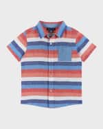 Image 4 of 4: Andy & Evan Boy's Striped Button Down Shirt & Shorts Set, Size 2T-8