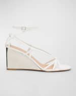 Image 1 of 6: Chloe Rebecca Leather Strappy Wedge Sandals
