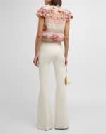 Image 3 of 6: Alice + Olivia Versailles Minda Ruffle Short-Sleeve Tie Blouse
