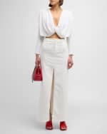 Image 5 of 6: Alice + Olivia Rye High-Rise Denim Maxi Skirt