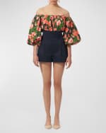 Image 5 of 6: Carolina Herrera High-Rise Pleated Waist-Tie Shorts
