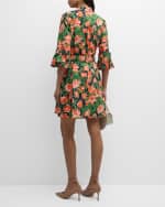 Image 3 of 6: Carolina Herrera Belted Mini Shirtdress with Bow Flounce Sleeves