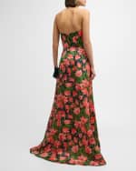 Image 4 of 6: Carolina Herrera Floral Print Strapless Gown