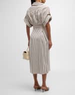 Image 4 of 6: Carolina Herrera Striped Belted Shirtdress with Gold-Tone Buttons