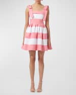 Image 4 of 5: Carolina Herrera Striped Bow-Strap Mini Dress