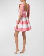 Image 3 of 5: Carolina Herrera Striped Bow-Strap Mini Dress