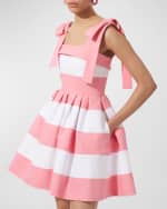 Image 5 of 5: Carolina Herrera Striped Bow-Strap Mini Dress