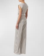 Image 5 of 6: Carolina Herrera Stripe Cap-Sleeve Top