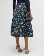 Image 4 of 6: Carolina Herrera Floral-Print Pleated Full Midi Skirt