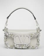 Image 1 of 6: Valentino Garavani Loco Small Jeweled Leather Shoulder Bag