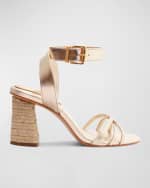 Image 1 of 4: Schutz Alexandra Metallic Ankle-Strap Sandals