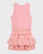 Image 2 of 3: Flowers by Zoe Girl's Tank Combo Eyelet Dress, Size 4-6