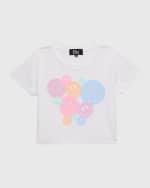 Image 1 of 6: Flowers by Zoe Girl's Multicolor Happy Face T-Shirt, Size 4-6
