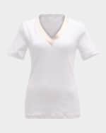 Image 1 of 6: Peserico Ribbed Silk-Trim Shirt