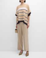 Image 2 of 6: Peserico Striped Chain-Trim Handkerchief Cape