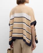 Image 5 of 6: Peserico Striped Chain-Trim Handkerchief Cape