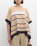 Image 3 of 6: Peserico Striped Chain-Trim Handkerchief Cape