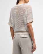 Image 5 of 6: Peserico Crewneck Open-Stitch Tricot Sweater