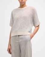 Image 3 of 6: Peserico Crewneck Open-Stitch Tricot Sweater