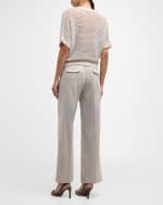 Image 4 of 6: Peserico Crewneck Open-Stitch Tricot Sweater