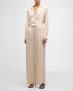 Image 4 of 5: Peserico Crinkled Wide-Leg Pants