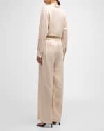 Image 2 of 5: Peserico Crinkled Wide-Leg Pants