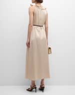 Image 3 of 6: Peserico Sleeveless Seersucker Ruffle Maxi Dress