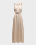 Image 1 of 6: Peserico Sleeveless Seersucker Ruffle Maxi Dress