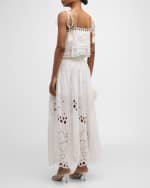 Image 3 of 6: LoveShackFancy Cassaro Embroidered Cotton Tassel Tie Maxi Skirt
