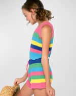 Image 3 of 4: Hannah Banana Girl's Multicolor Striped Crotchet Top, Size 7-14