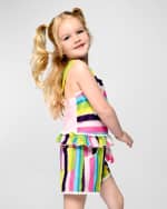 Image 3 of 4: Hannah Banana Girl's Striped Knit Shorts, Size 7-10
