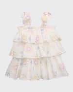 Image 1 of 4: Hannah Banana Girl's Eyelet Daisy-Print Tiered Dress, Size 2T-6