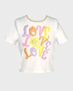 Image 4 of 4: Hannah Banana Girl's Graphic Love Crop Top, Size 7-14