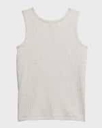 Image 4 of 6: Hannah Banana Girl's Embroidered Flower Heart Tank Top, Size 4-6