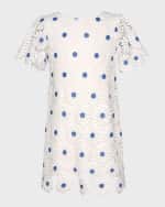 Image 2 of 3: Hannah Banana Girl's Eyelet Floral Dress, Size 7-14