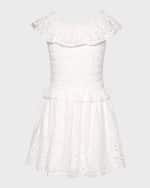 Image 4 of 4: Hannah Banana Girl's Eyelet Ruffle Trim Dress, Size 7-14