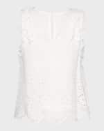 Image 3 of 4: Hannah Banana Girl's Ruffle Trim Eyelet Top, Size 7-14