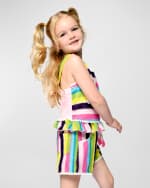 Image 3 of 6: Hannah Banana Girl's Multicolor Stripe Knit Top, Size 4-6