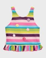 Image 1 of 6: Hannah Banana Girl's Multicolor Stripe Knit Top, Size 4-6
