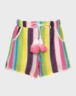 Image 2 of 6: Hannah Banana Girl's Striped Knit Shorts, Size 4-6